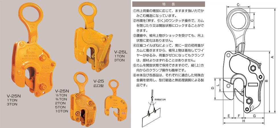 NETSUREN V-25（N/L）豎吊鋼板鉗