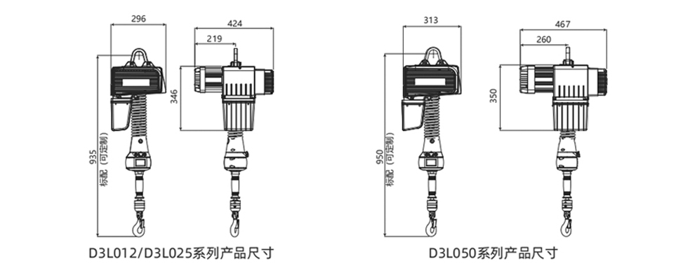 D3環(huán)鏈智能提升機尺寸