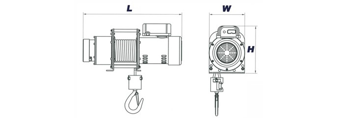 DU-202小型電動(dòng)卷?yè)P(yáng)機(jī)產(chǎn)品尺寸圖