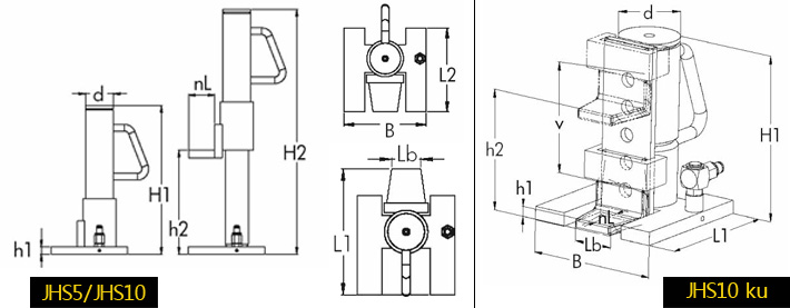 德國JUNG JHS分離爪式千斤頂尺寸圖