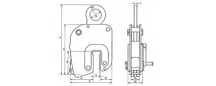 EAGLE CLAMP NNEL豎吊無傷鋼板鉗尺寸圖