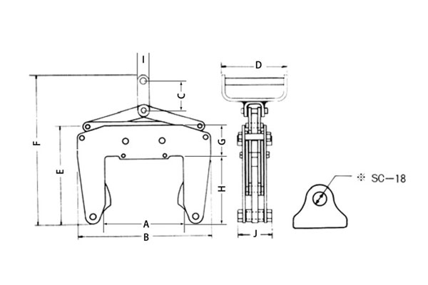 EAGLE CLAMP ECH混凝土制品夾鉗尺寸圖