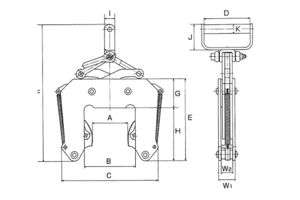 EAGLE CLAMP ECHL混凝土制品夾鉗尺寸圖