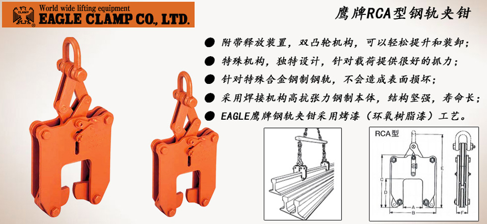 鷹牌RCA型鋼軌夾鉗圖