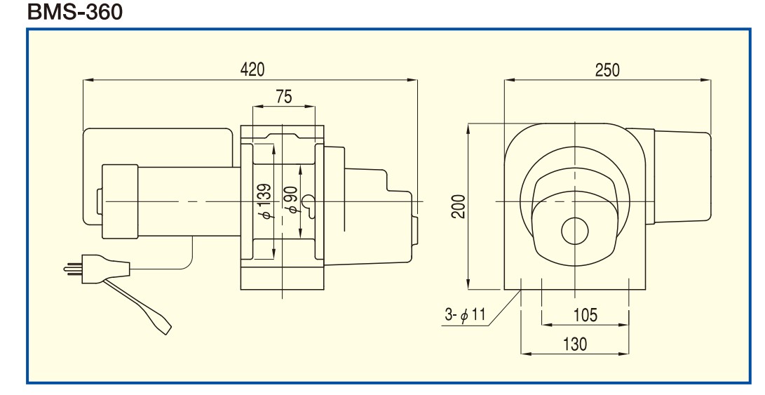 BM系列TKK卷揚(yáng)機(jī):BMS-360尺寸圖